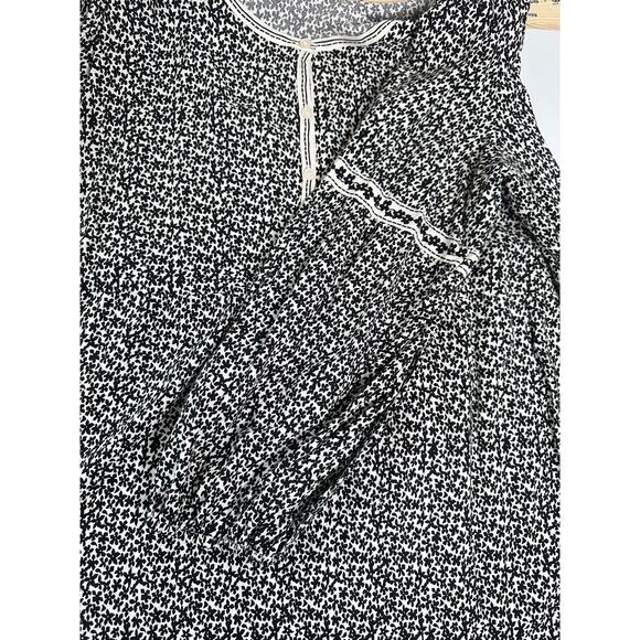 Max Studio Black White Floral Balloon Sleeve Blouse Scoop Neck Babydoll Artsy 2X - Picture 5 of 9